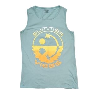 3/$20 Urbanica Summer Vibes Graphic Tank Top Teal Sleeveless Boys Youth Large 14